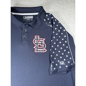St Louis Cardinals Polo Shirt MLB True Fan Stars & Stripes July 4th Men's‎ XL